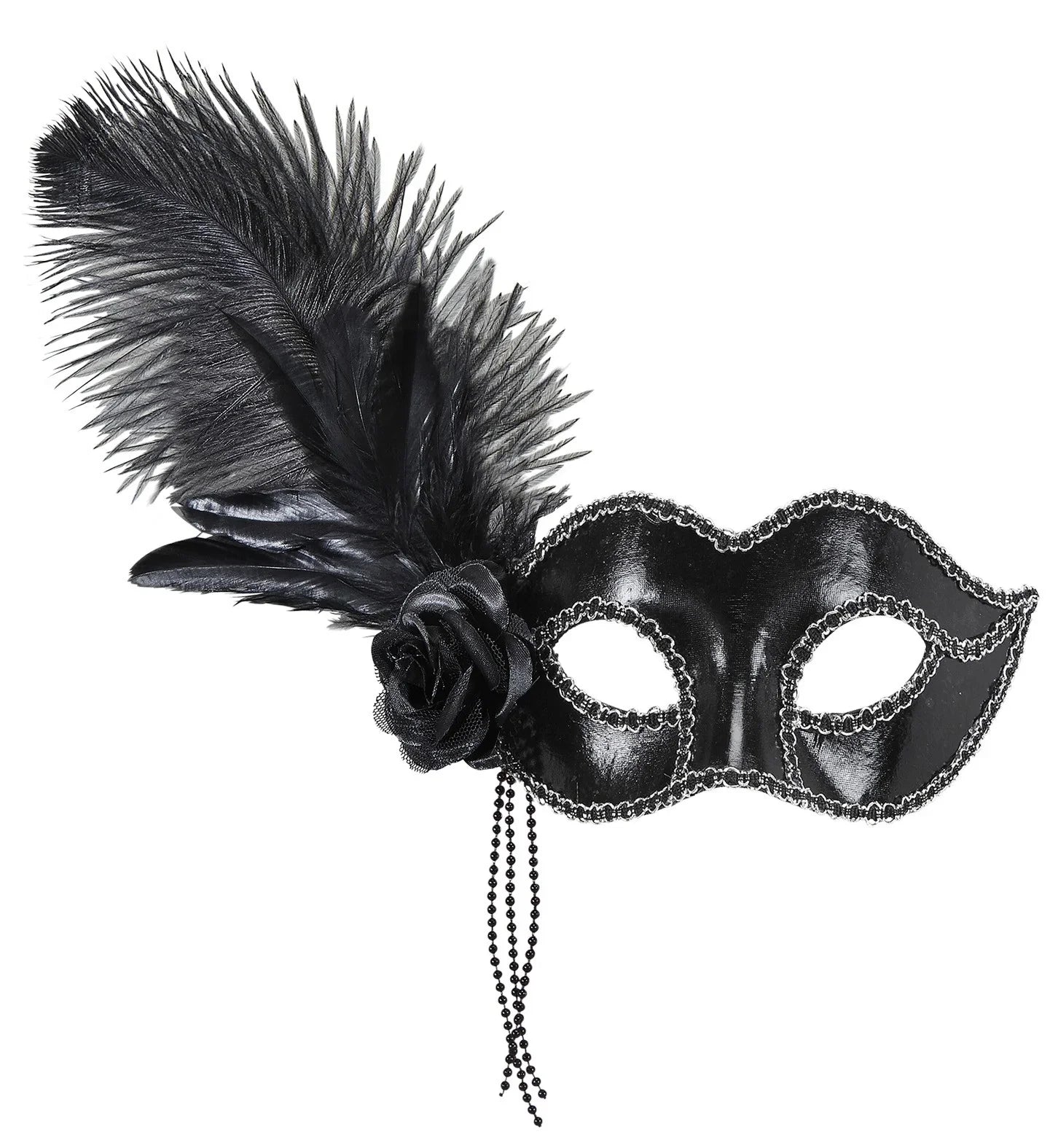 Antifaz negro con flor y plumas Antifaces Widmann