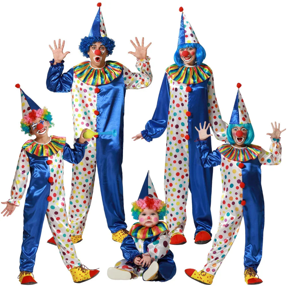 Disfraces para Grupo de Payasos Azules con Lunares Payaso Disfraces Simon