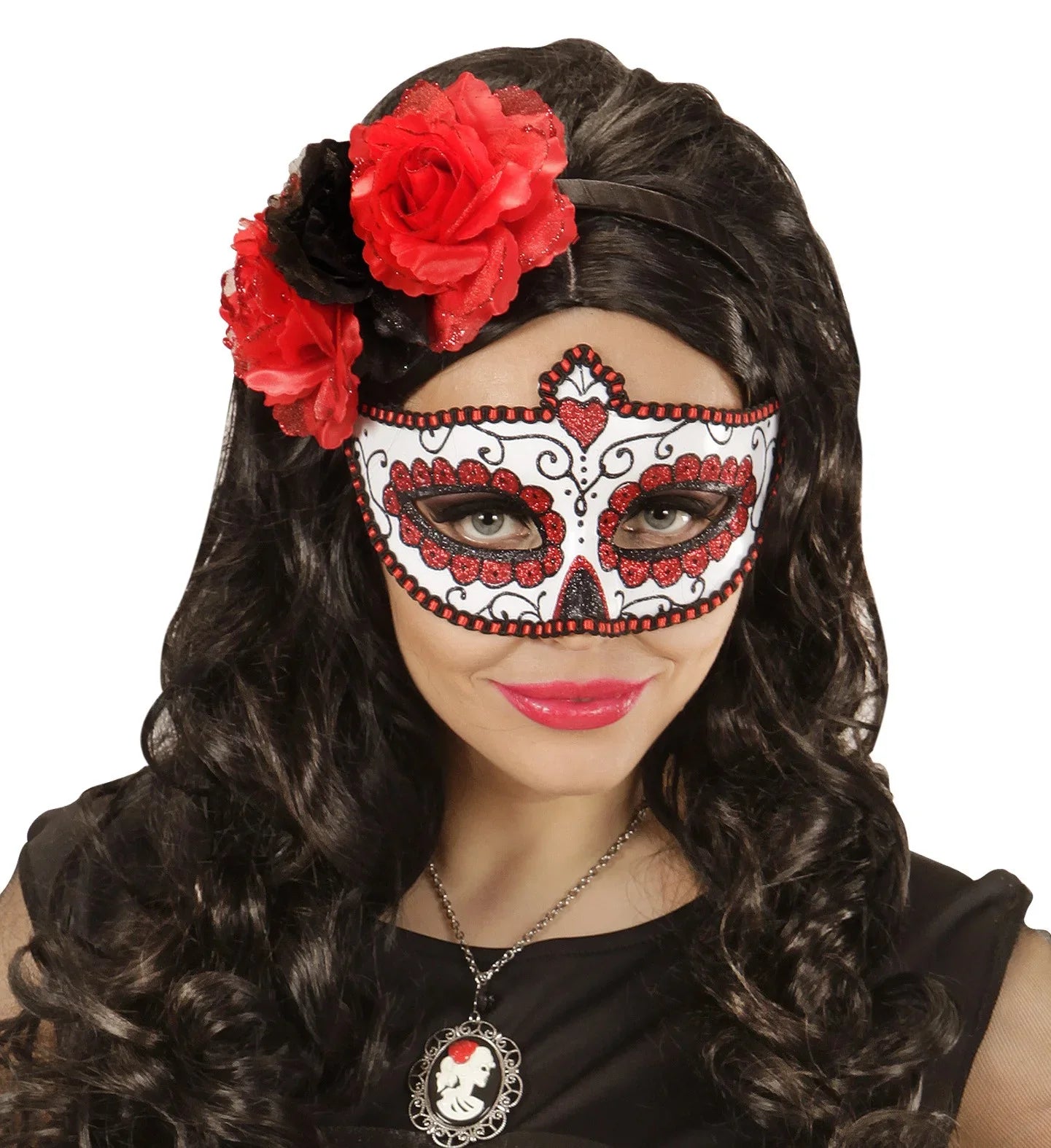 Antifaz rojo del Día de los Muertos Antifaces Widmann