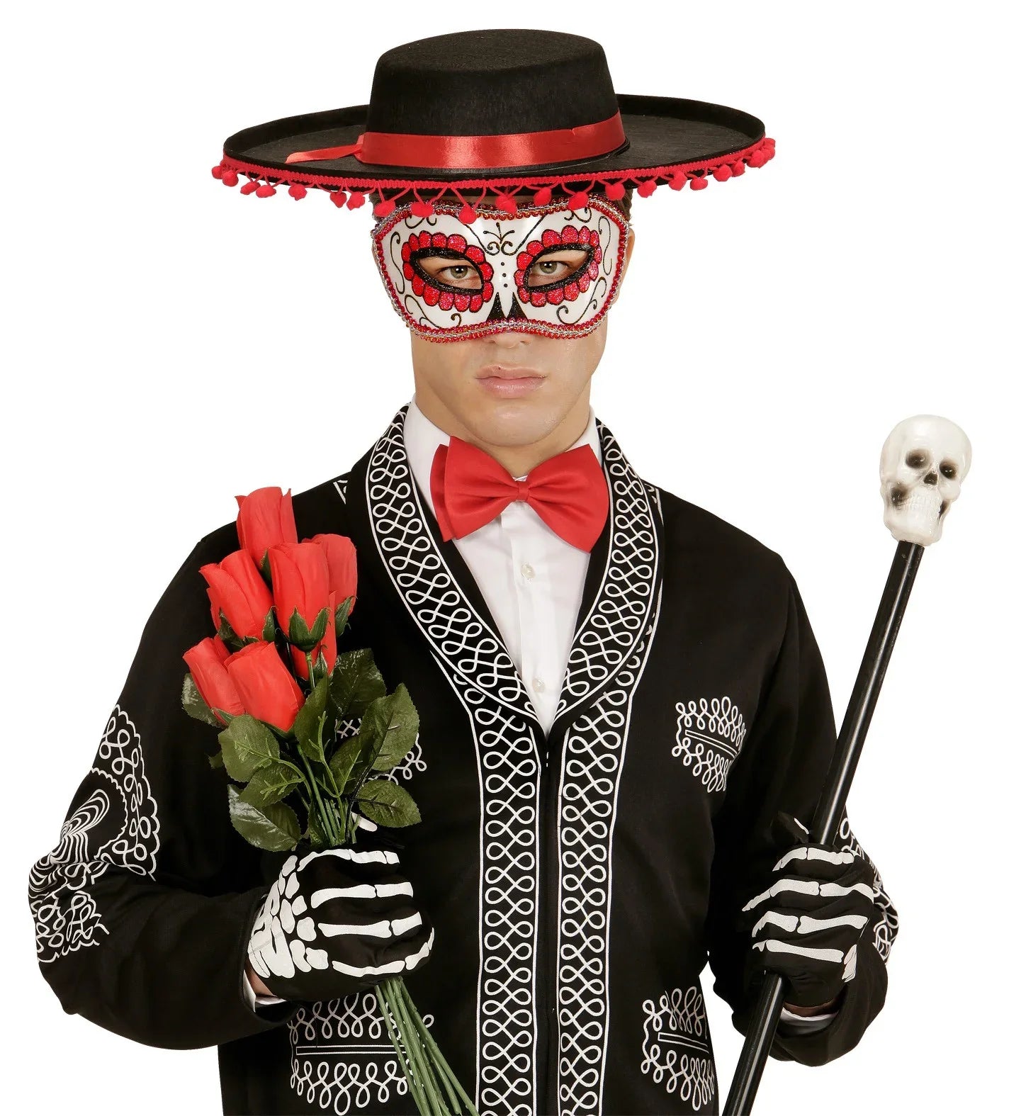 Antifaz rojo del Día de los Muertos Antifaces Widmann