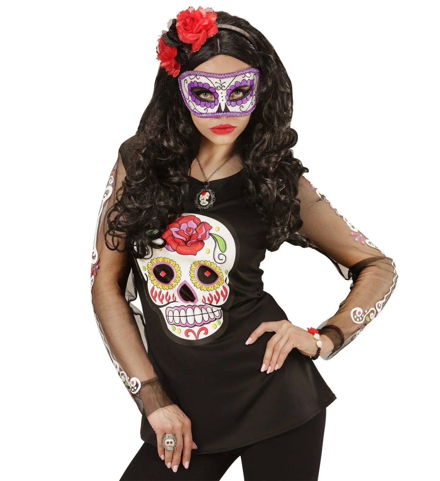 Antifaz morado del Día de los Muertos Antifaces Widmann