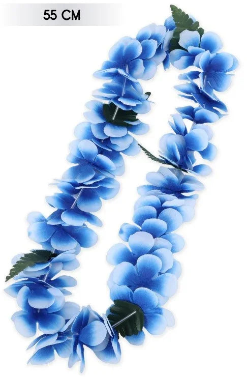 Collar de Flores Hawaiano Azul Collares Hawaianos Partilandia