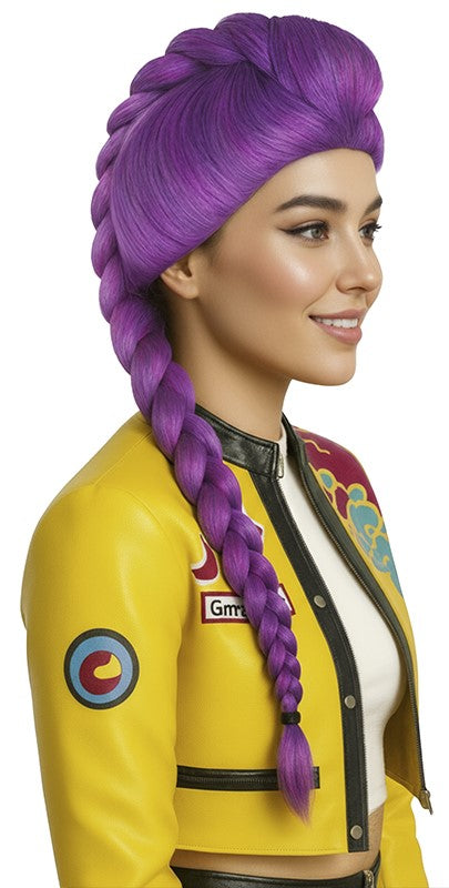 Peluca de Rumi Guerreras K-pop Morada con Trenza