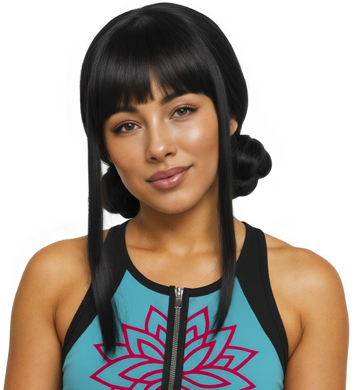 Peluca de Zoey Guerreras K-pop Morena con Moños