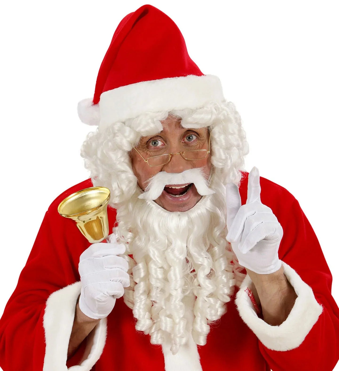 Peluca Blanca con Barba de Rizos Lujo Barbas y Bigotes Widmann