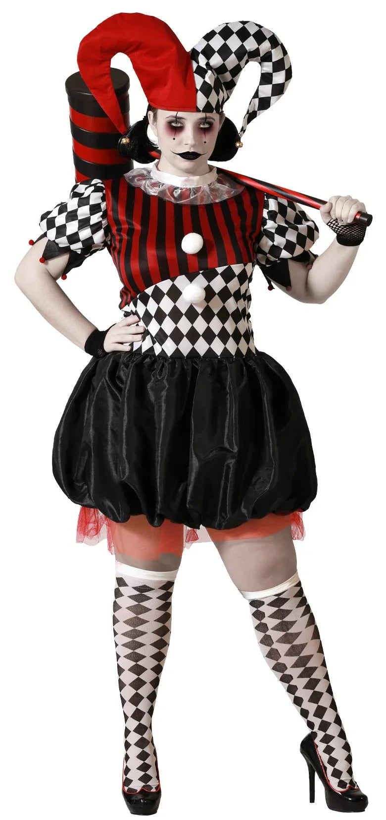Disfraz de Arlequina Demoníaca para Mujer Payasos Asesinos Atosa XL