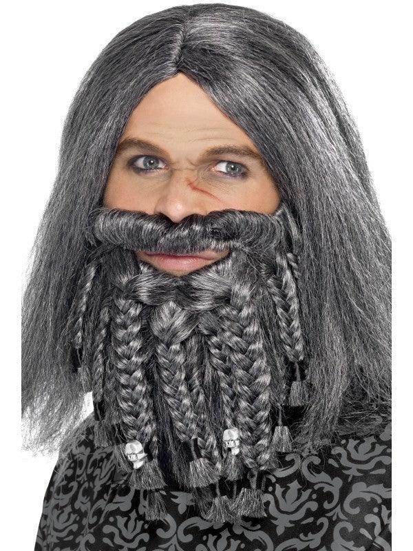 Peluca Gris con Barba Barbas y Bigotes Smiffys