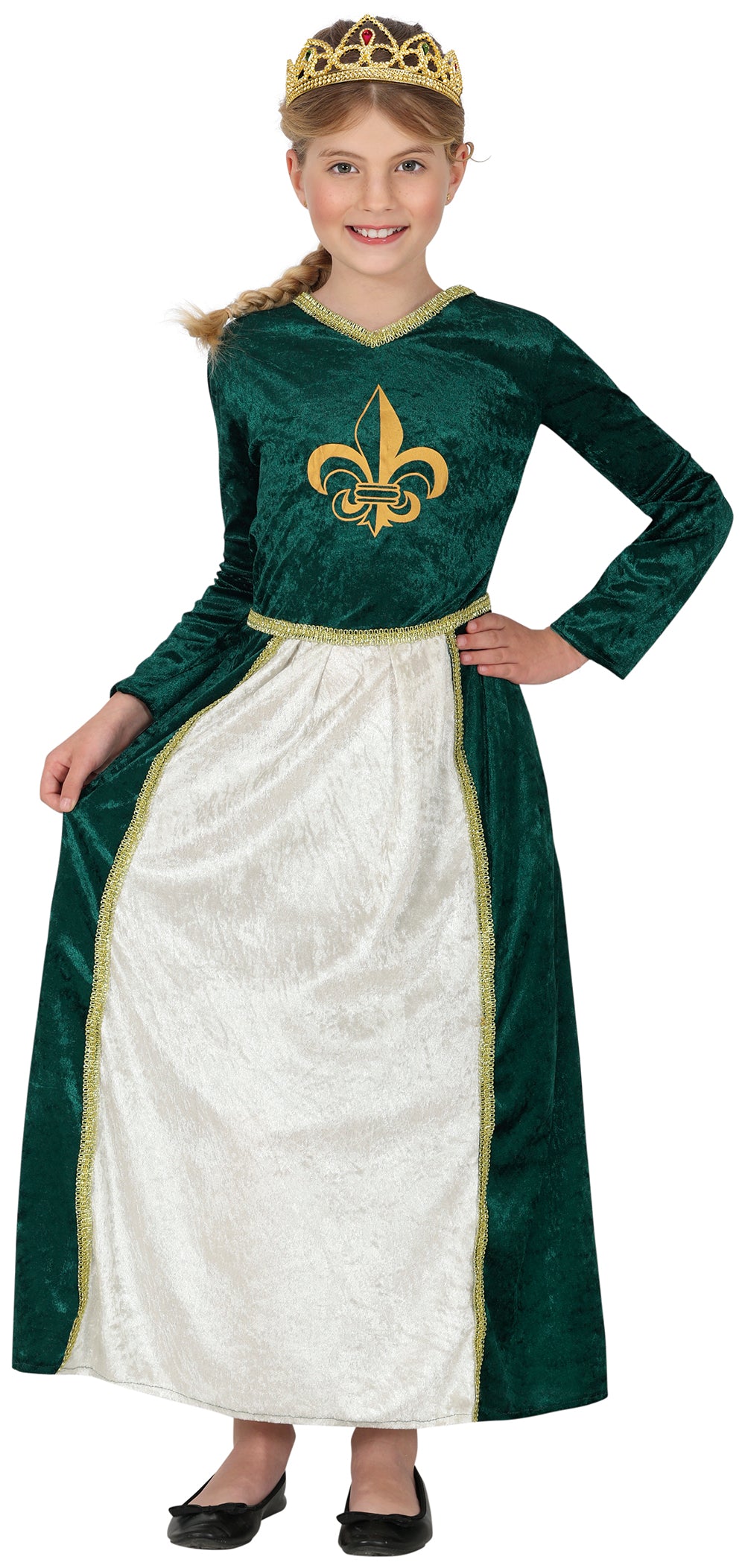 Déguisement de dame médiévale verte pour fille