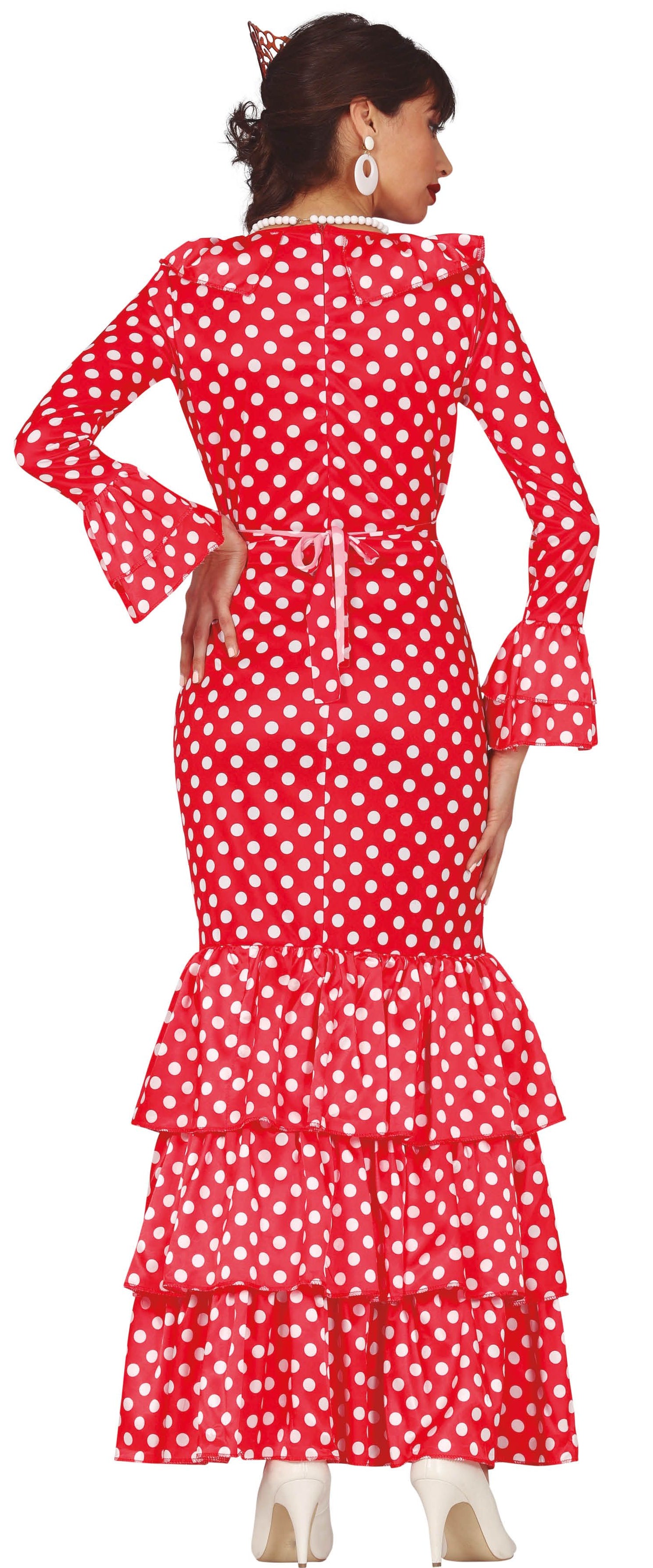 Disfraz de Flamenca Rojo Manga Larga para Adulto