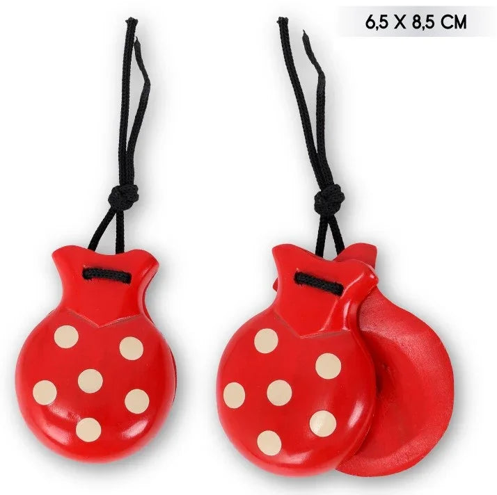 Castañuelas Rojas de Sevillana con Lunares Blancos Complementos Sevillanas, Cordobeses y Toreros Partilandia