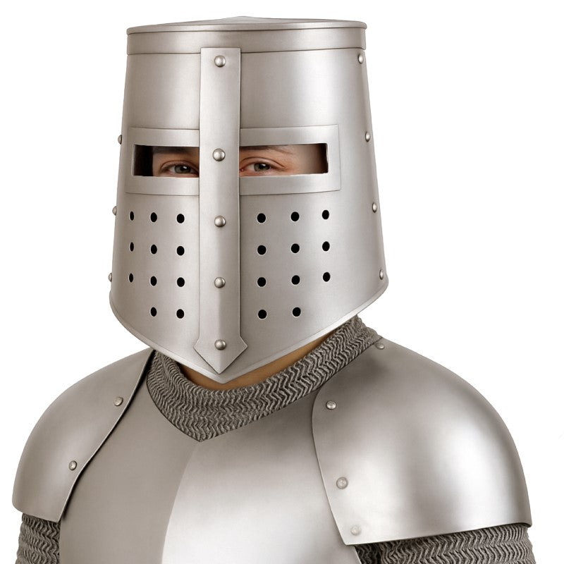 Casco de Caballero Medieval Plateado