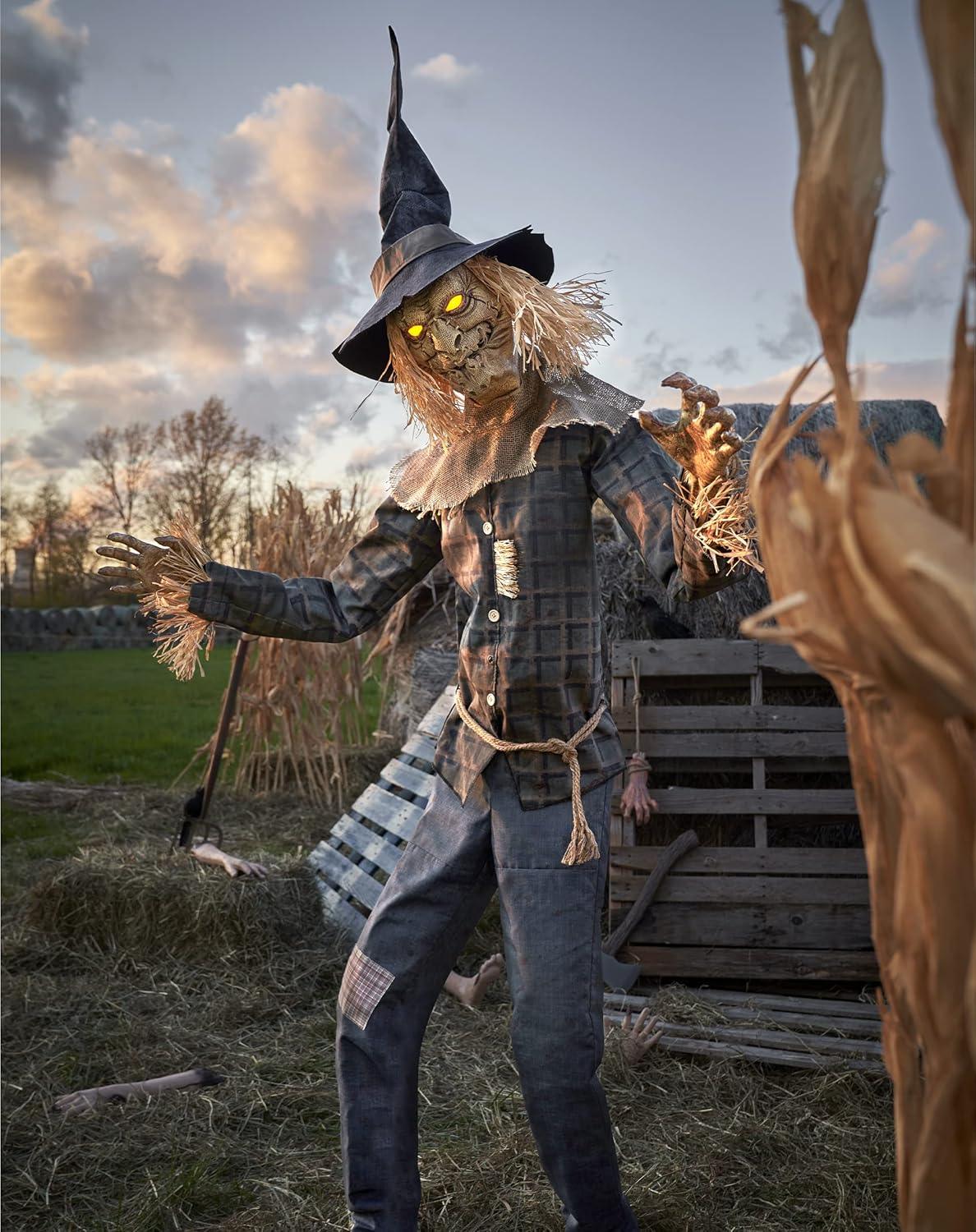 Espantapájaros Terrorífico con Movimiento, Luz y Sonido Decoración Halloween Palmer