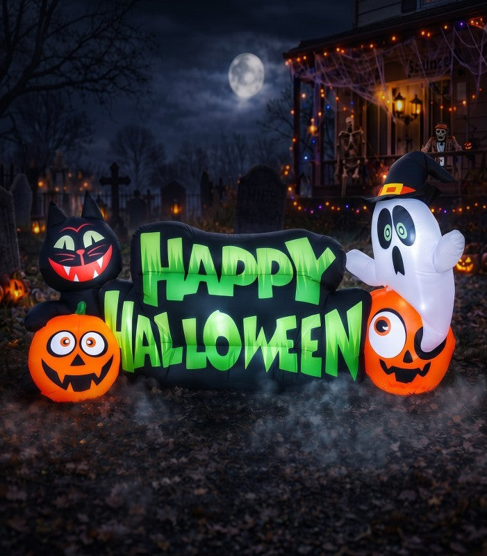 Pancarte gonflable "Happy Halloween" avec éclairage 240x68x96