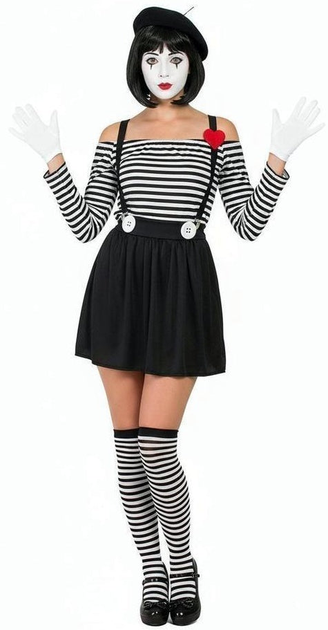 Déguisement de mime court pour femme