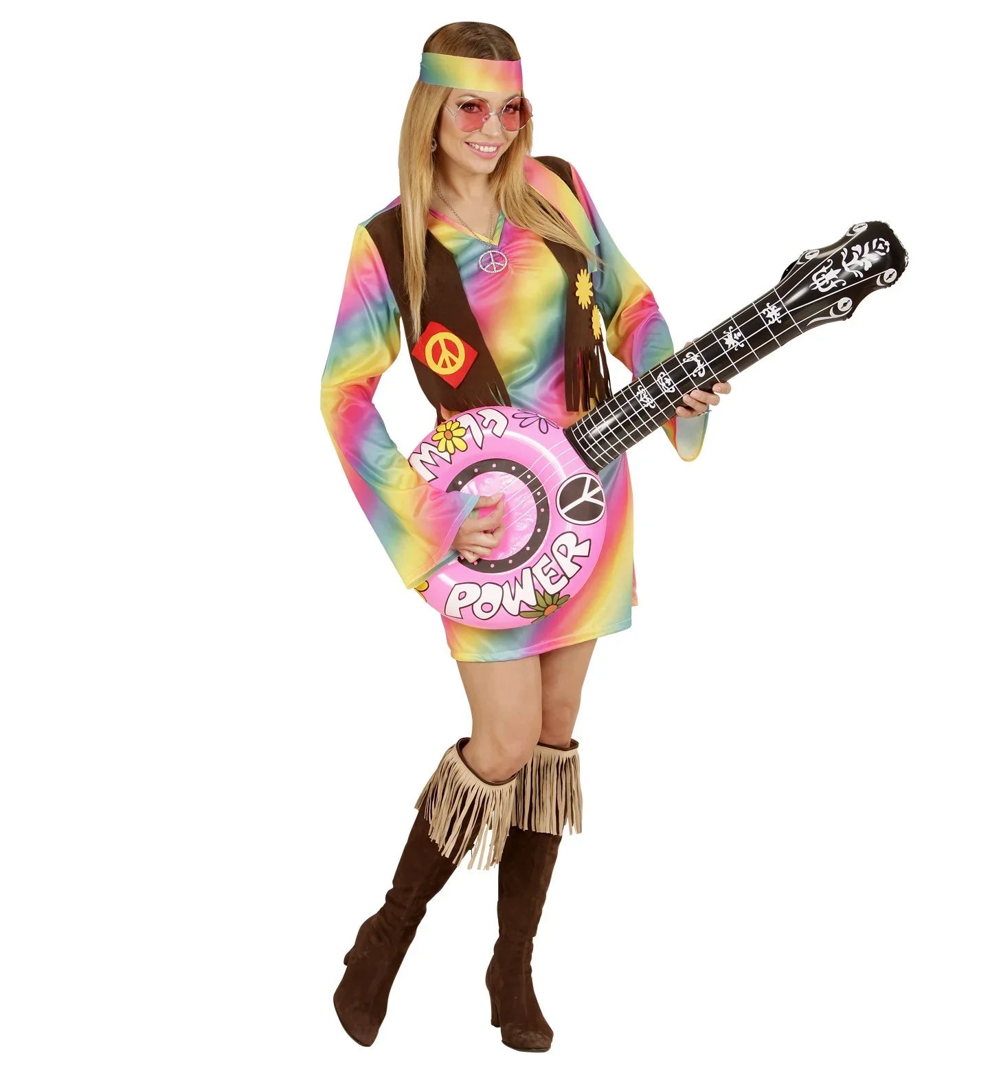 Disfraz de Hippie Multicolor para mujer Hippies Widmann