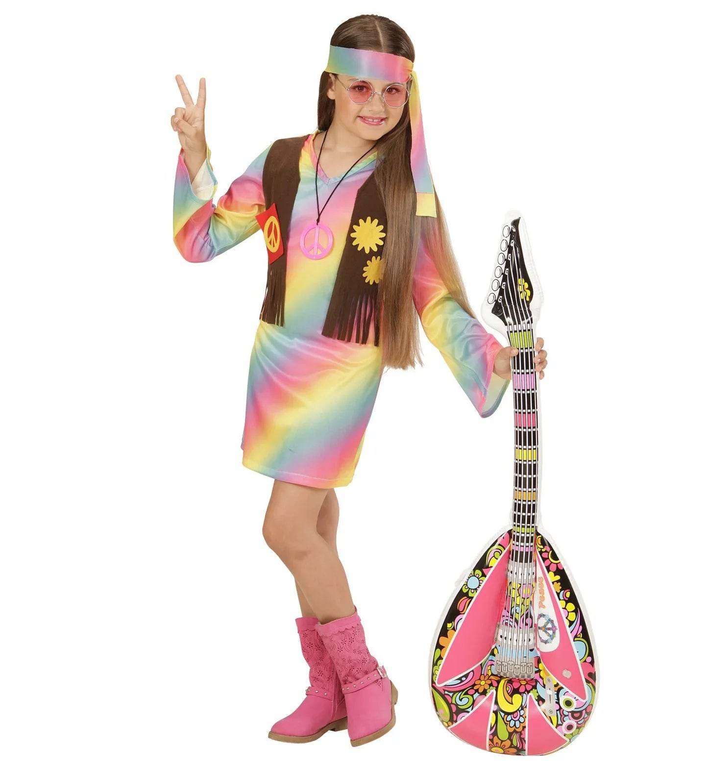 Disfraz de Hippie Multicolor para Niña INFANTILES Widmann