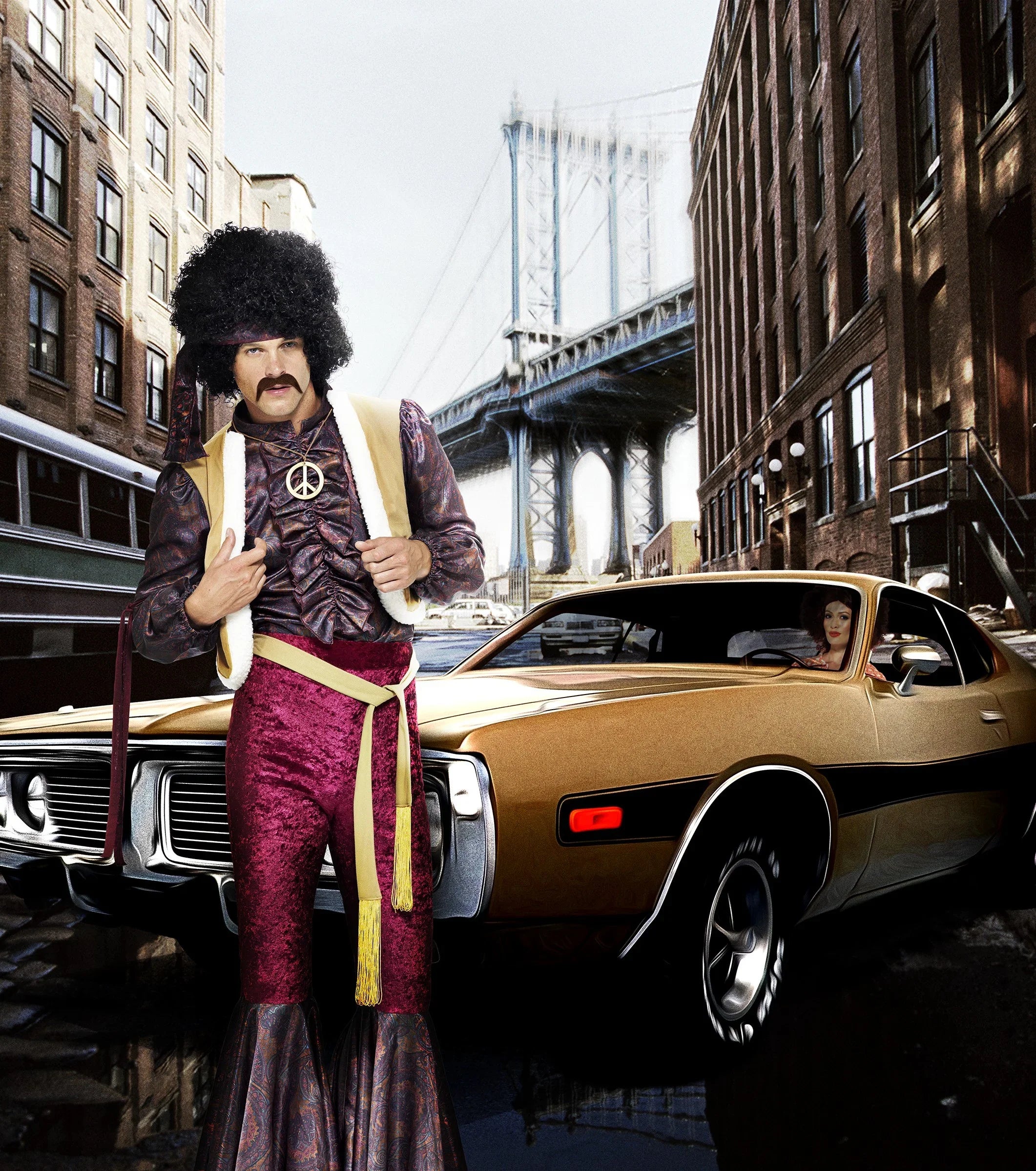 Disfraz de Jimi Hendrix para Hombre Adultos Smiffys