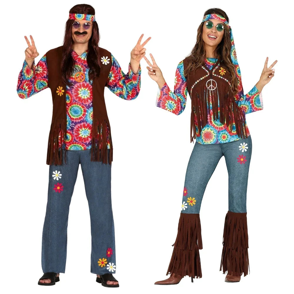 Disfraces en Pareja de Hippies Floreados Hippies Disfraces Simon
