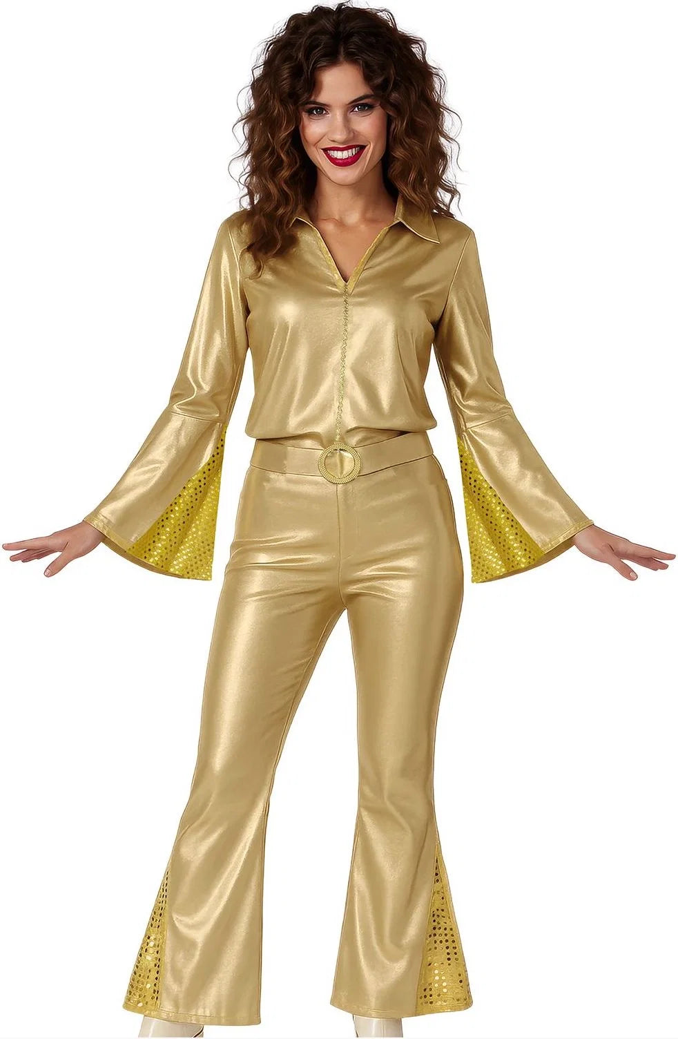 Déguisements en duo disco années 70 couleur dorée