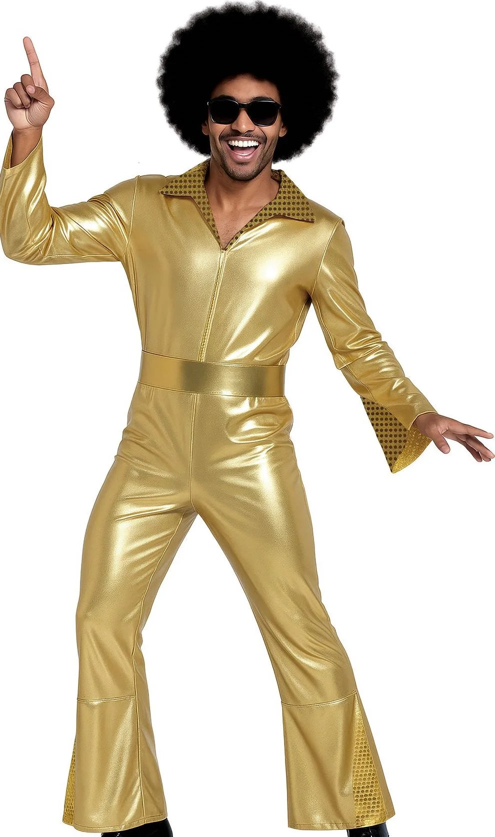 Déguisements en duo disco années 70 couleur dorée