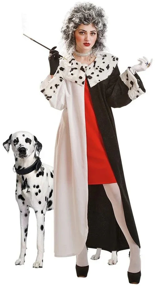 Disfraces en Pareja de Cruella de Vil y Perro Dálmata 101 Dálmatas Disfraces Simon