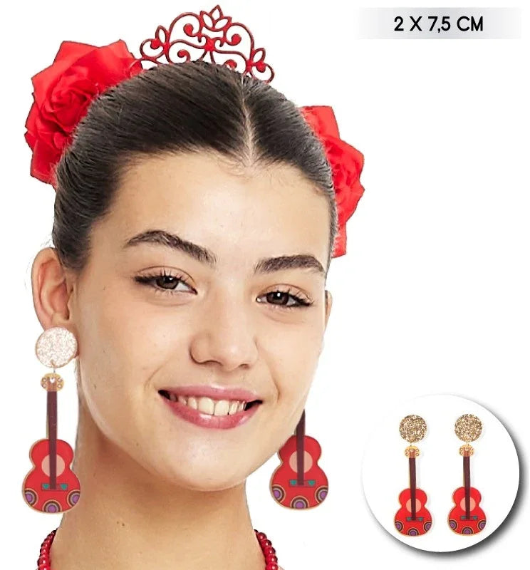 Pendientes Flamencos de Guitarra Española Pendientes Partilandia