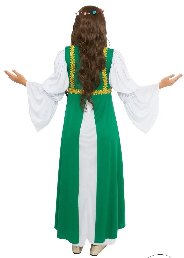 Disfraz de Doncella Medieval Verde para Mujer Princesas y Damas Medievales El Rey del Carnaval