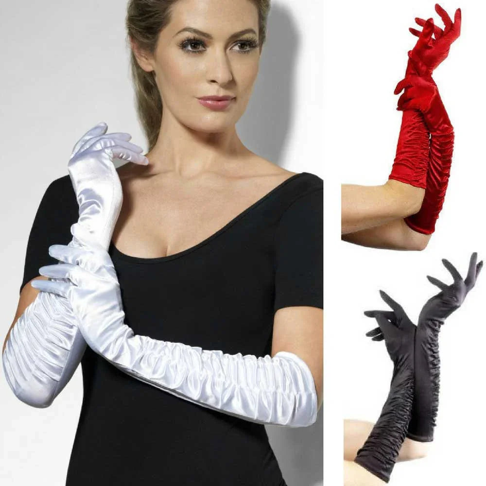 Guantes de Raso Largos con Pliegues Guantes Smiffys
