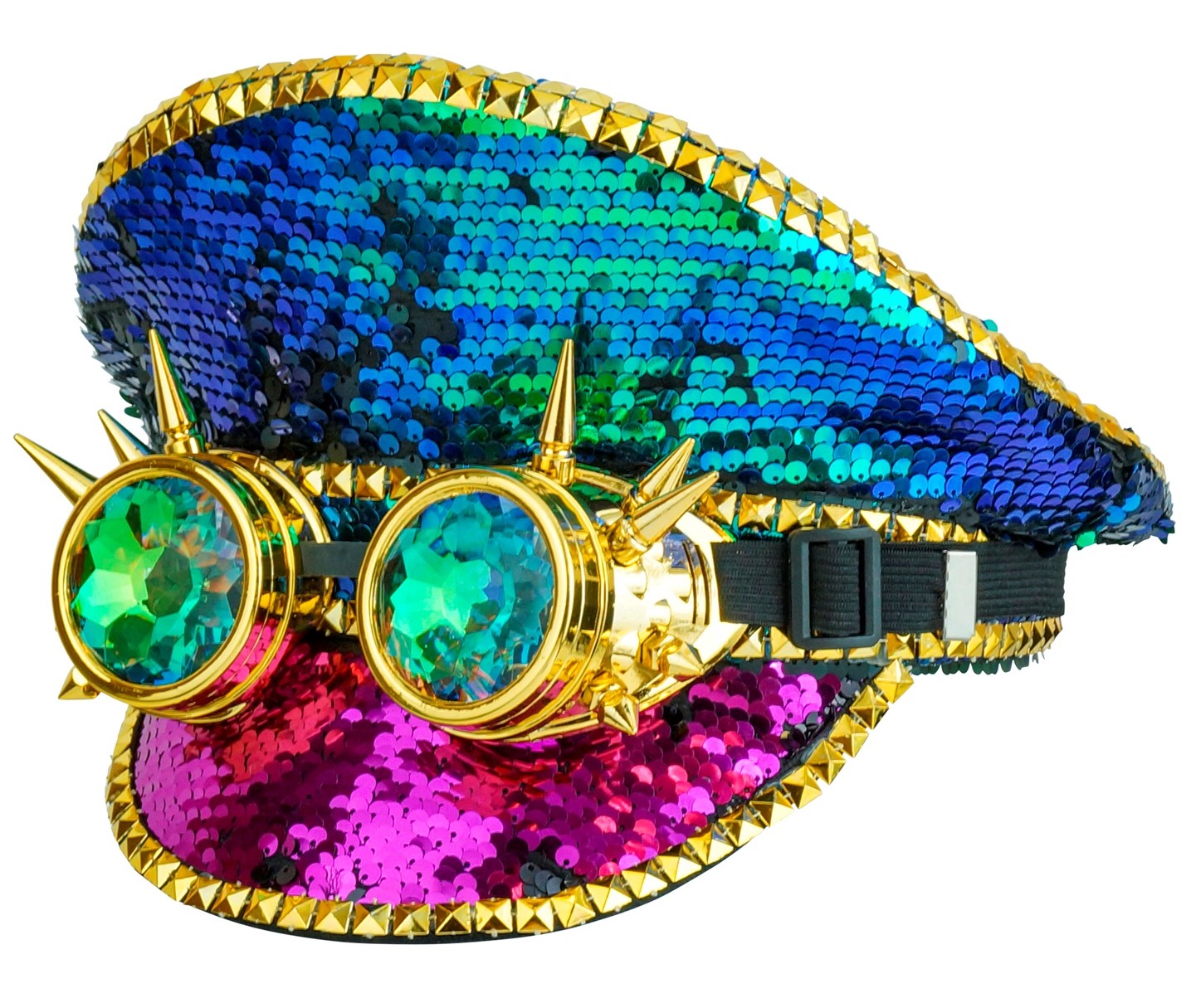 Gorra de Capitán Multicolor con Lentejuelas y Gafas Steampunk Sombreros y Gorros Widmann