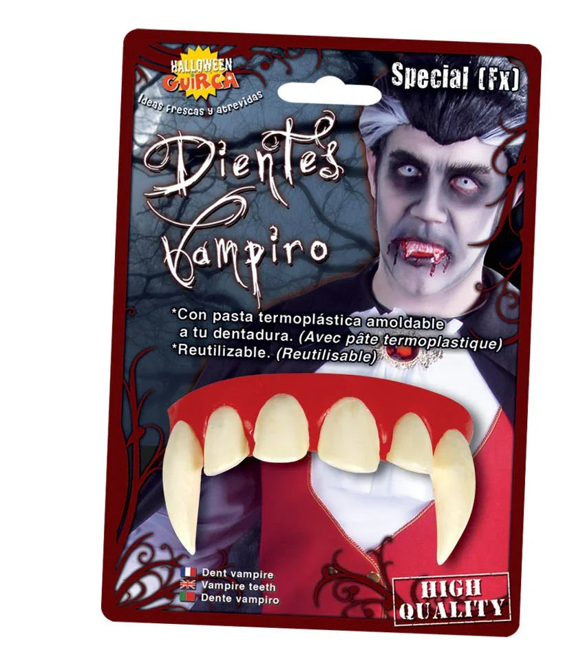 Dentadura de Vampiro Termoplástica Latex, Sangre, Heridas y Protesis Guirca
