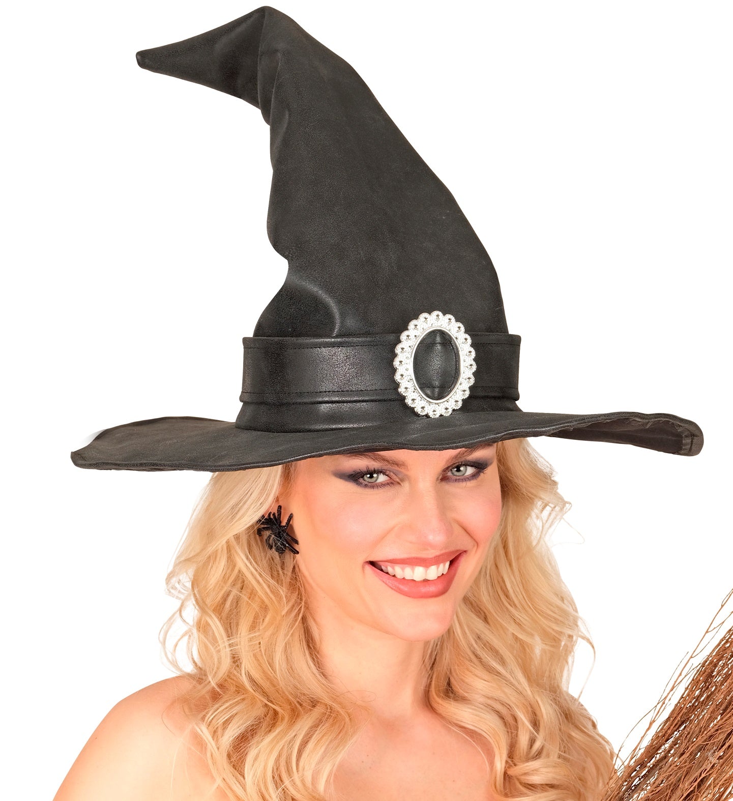 Chapeau de sorcière en cuir écologique pour Femme