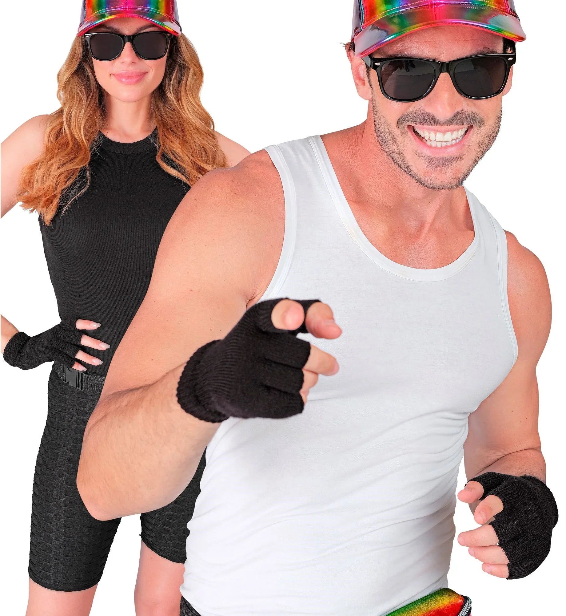 Guantes sin Dedos Abrigados Negros Guantes Widmann