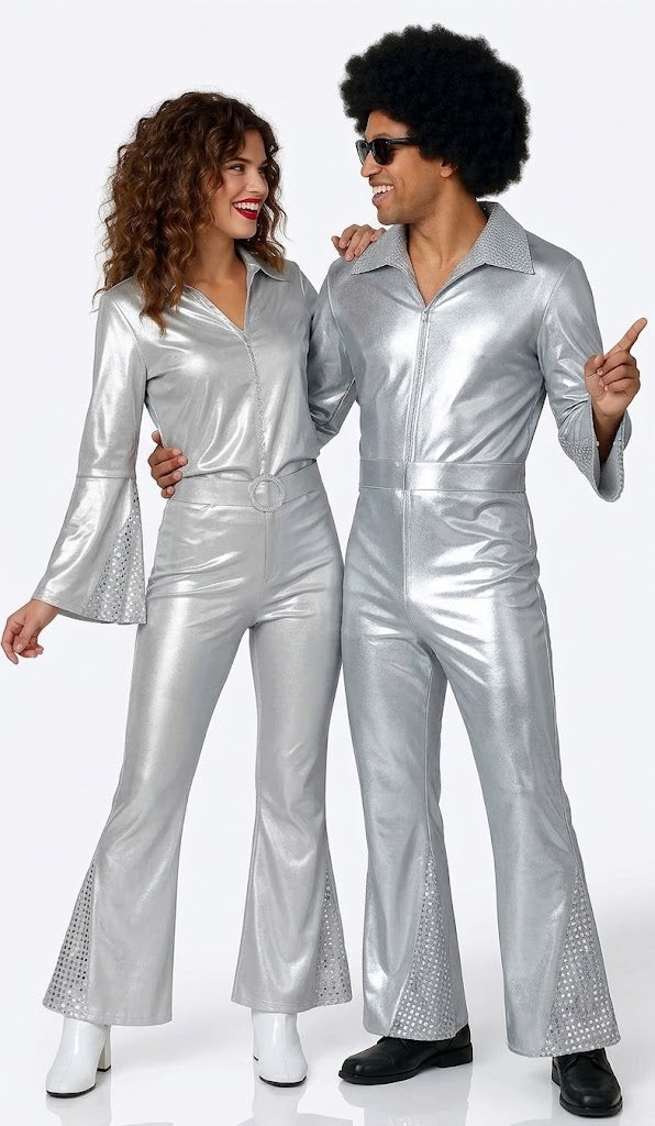 Déguises en couple disco années 70 couleur argenté