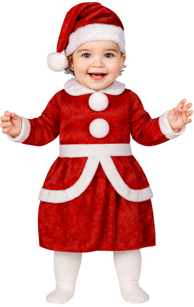 Disfraz de Mamá Noel Terciopelo para Bebé Papa Noel y Mama Noel Guirca