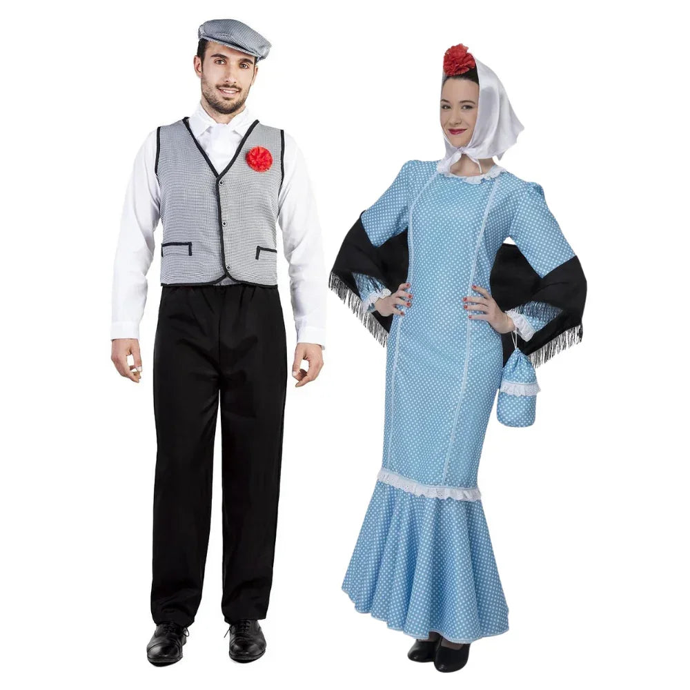 Disfraces en Pareja de Chulapo y Chulapa Castiza Azul Chulapos y Chulapas Disfraces Simon