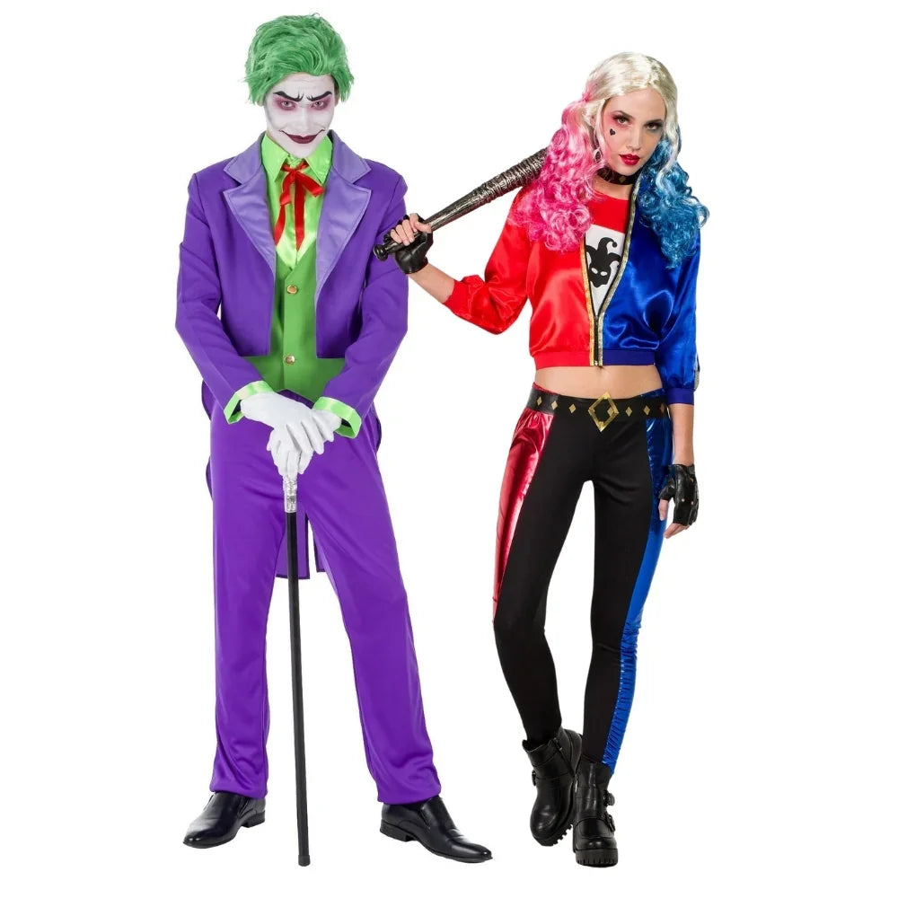 Disfraces en Pareja de Joker Elegante y Harley Villana Superhéroes Disfraces Simon