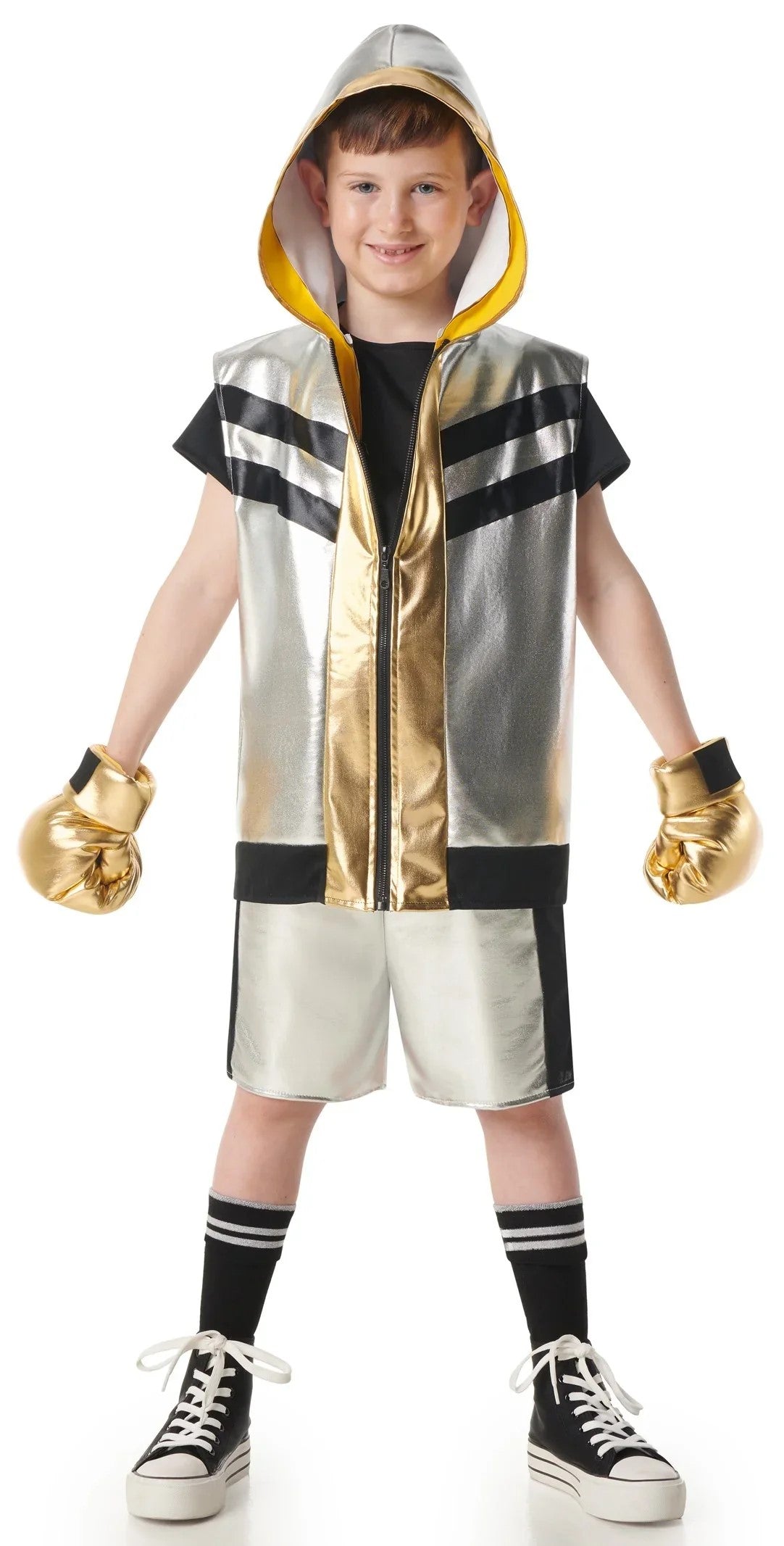 Déguisements de couple de boxeurs argentés