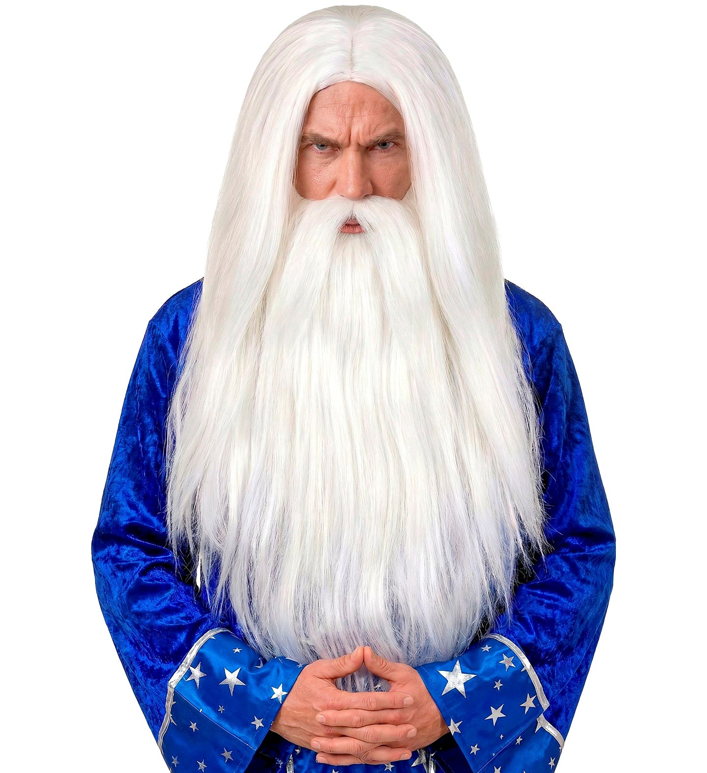 Perruque de sorcier blanc avec barbe