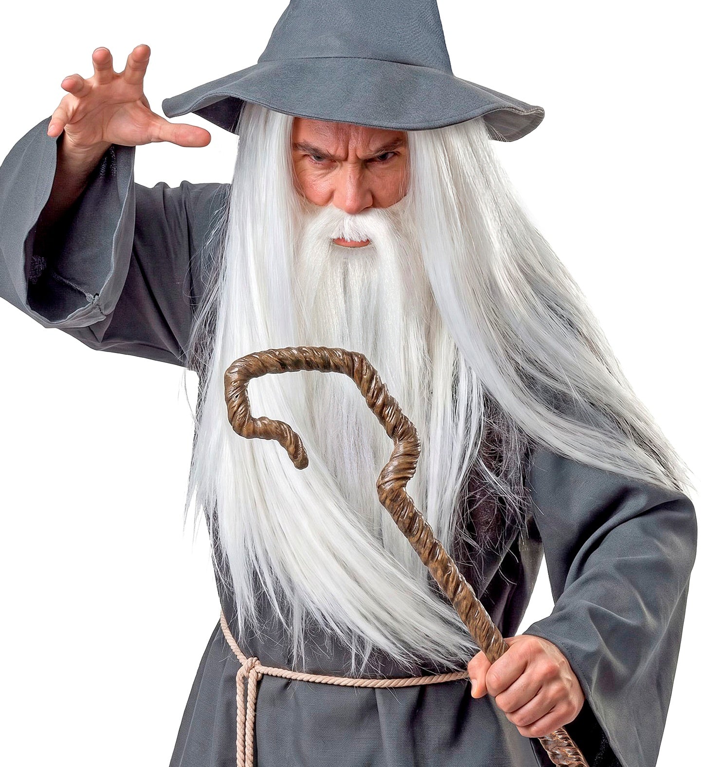 Perruque de sorcier blanc avec barbe