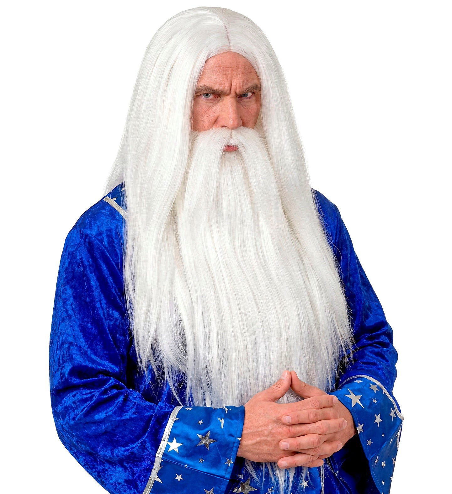 Perruque de sorcier blanc avec barbe