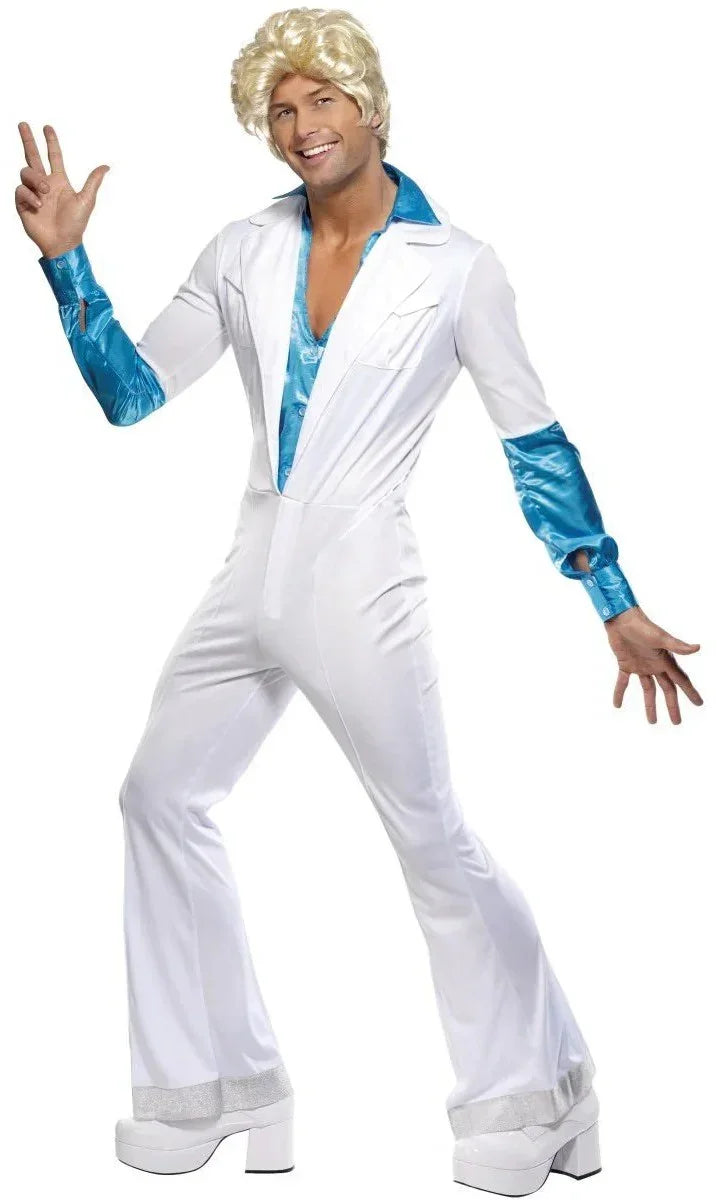 Disfraces en Pareja de ABBA Años 70 Azul y Blanco Abba Disfraces Simon