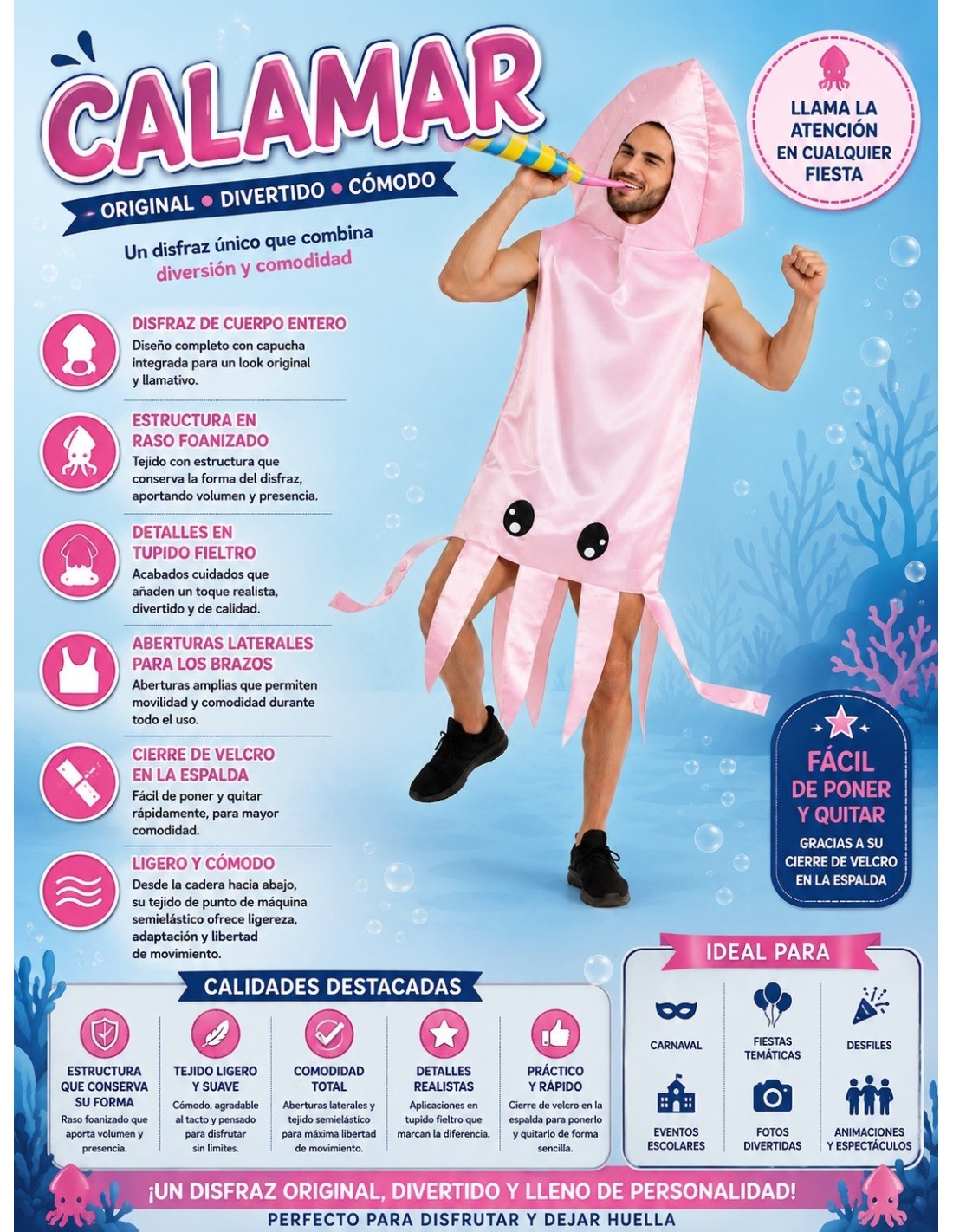 Déguisement de calmar rose pour adultes