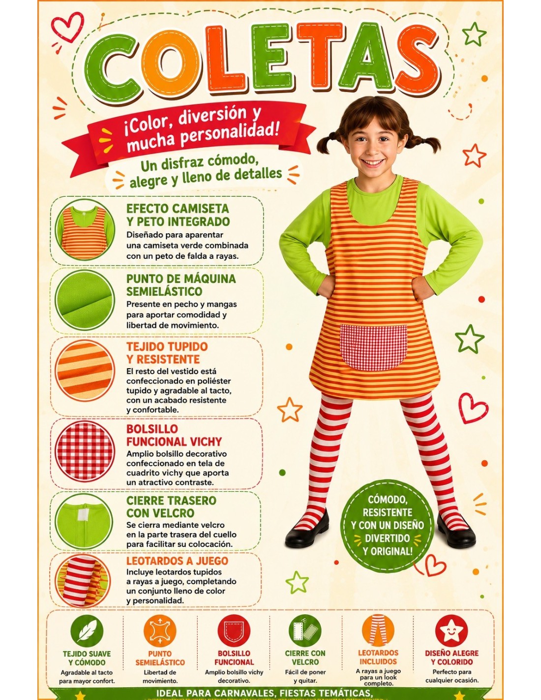 Déguisement de fille longstocking pour filles