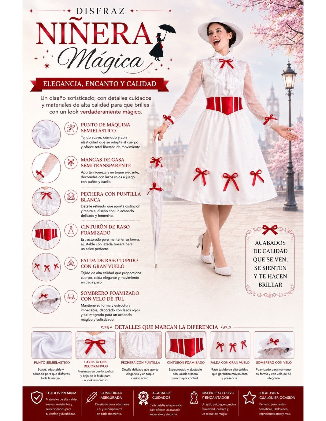 Déguisement de nounou magique mary poppins pour femme