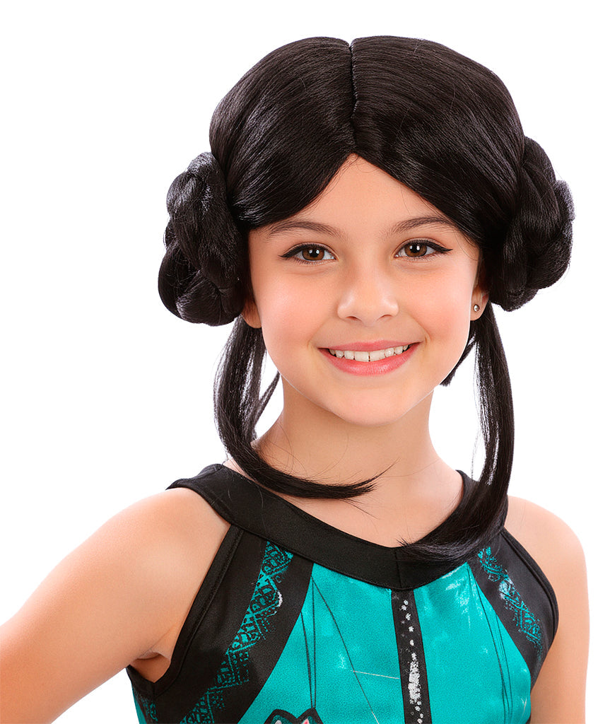 Perruque Zoey K-pop brune avec chignons – Enfant