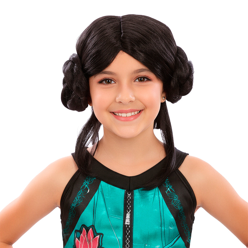 Perruque Zoey K-pop brune avec chignons – Enfant