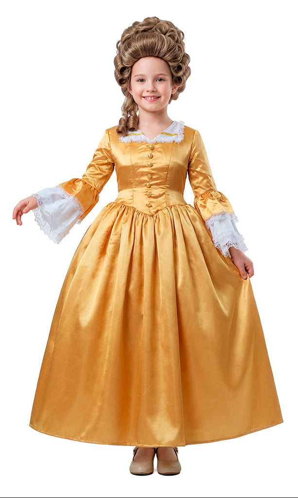 Déguisement Marie-Antoinette en couleur doré pour Fille